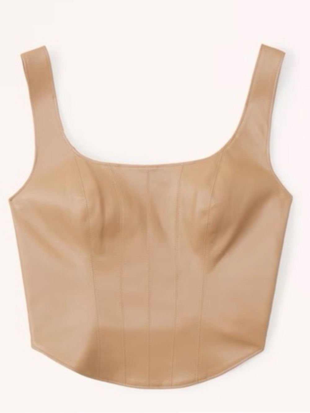 Abercrombie & Fitch A F Vegan Leather Corset Top scoop neck cropped camel zip S